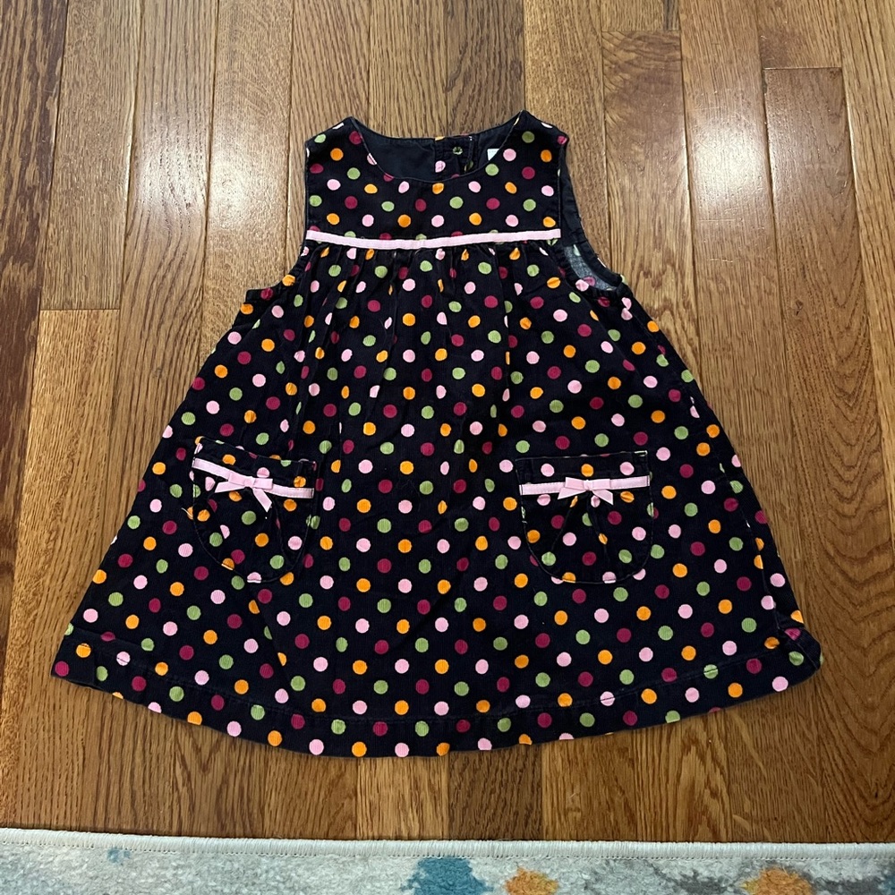 Gymboree Girls 6-12M Brown Corduroy Dress with Polka Dots